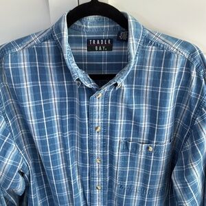 Trader Bay long sleeve shirt
Denim plaid! 
Size L  tall men’s